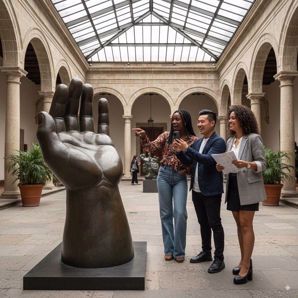 A sculpture on display in a museum gallery in Bogotá
