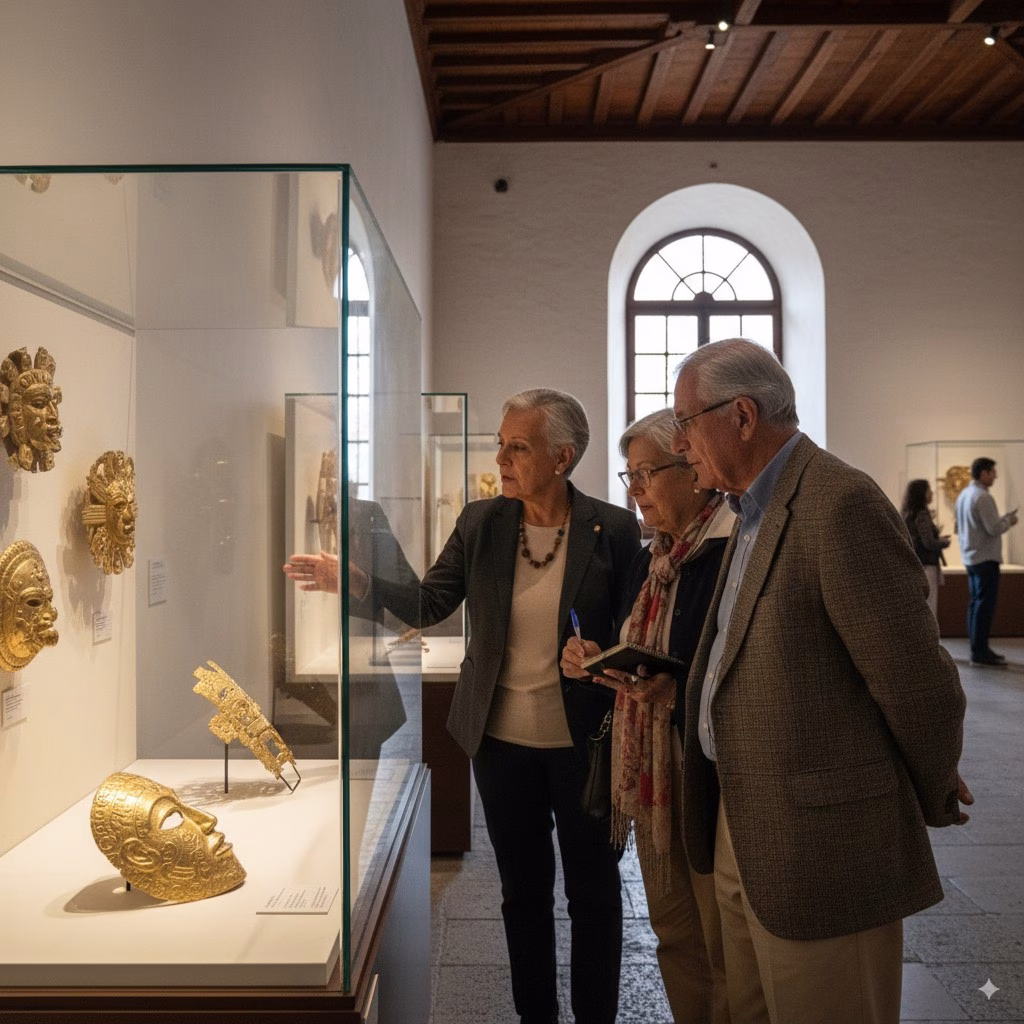 Visitors looking at artwork in a museum gallery