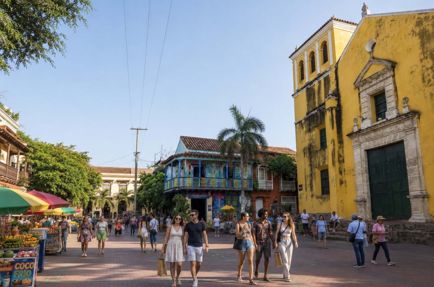 colonial architecture and painted murals in getsemaní cartagena colombia