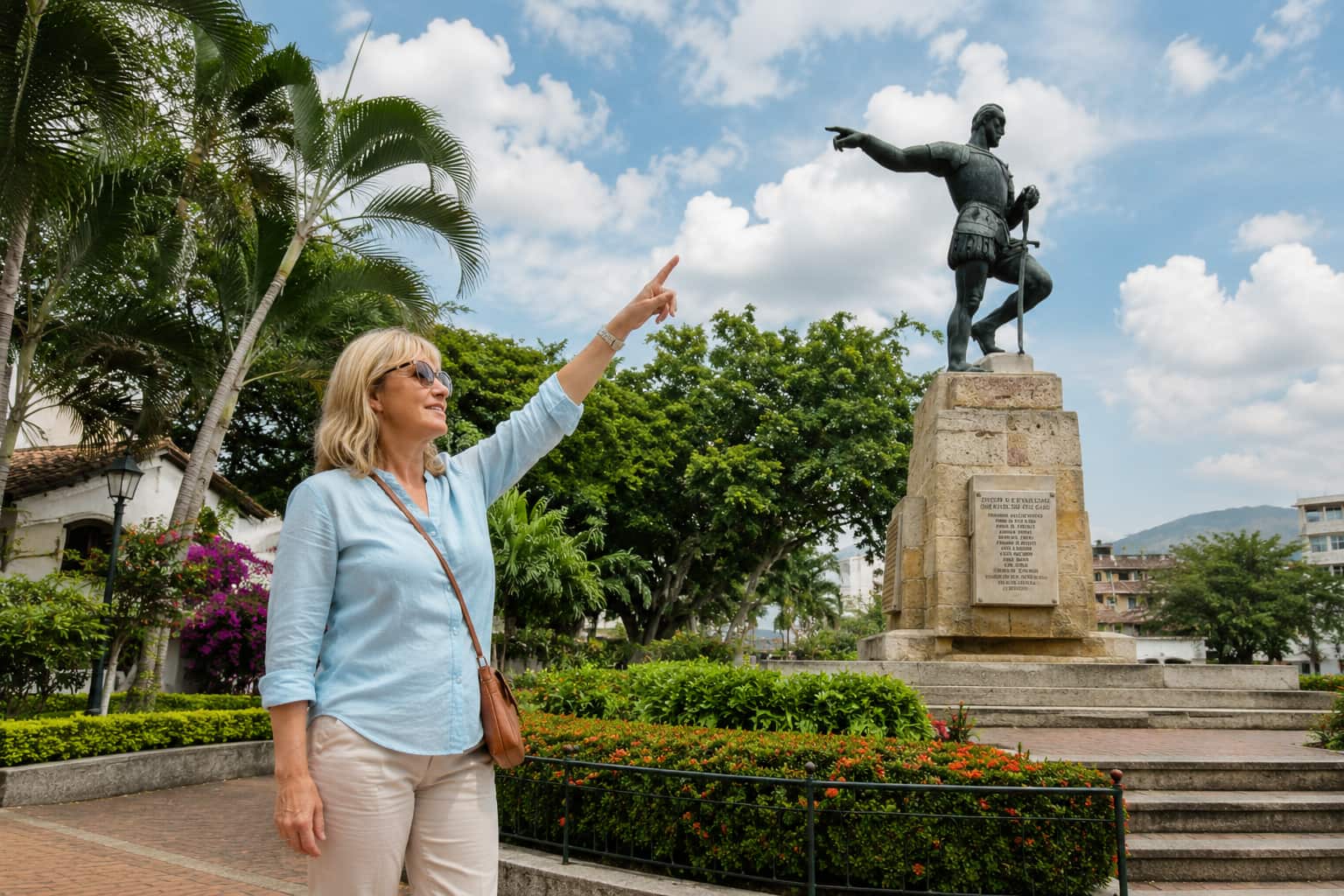 tourist in cali colombia sebastian belalcazar hilltop