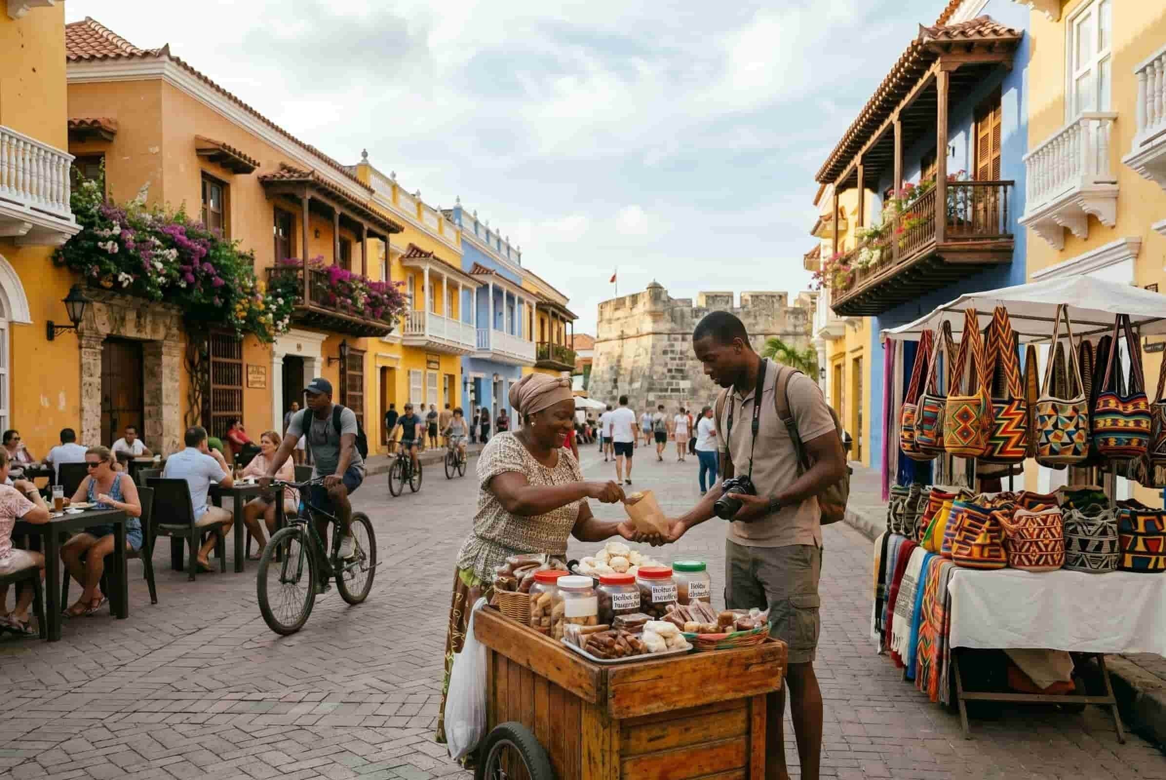 local vendor sharing family recipe sweets and candies cartagena walled city colombia