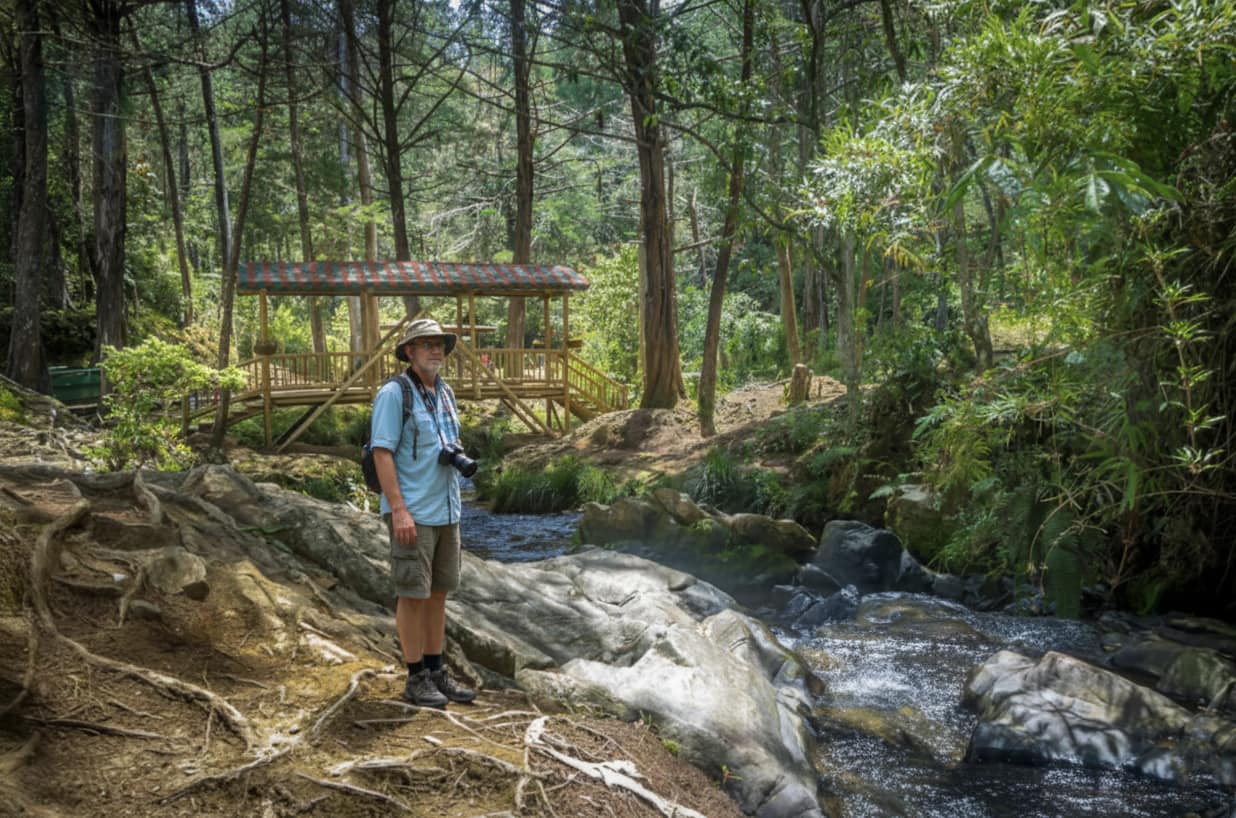 hiking trail through cloud forest arvi park eastern hills medellin colombia