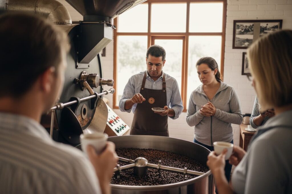 coffee roasting and tasting session with expert at hacienda la coloma colombia
