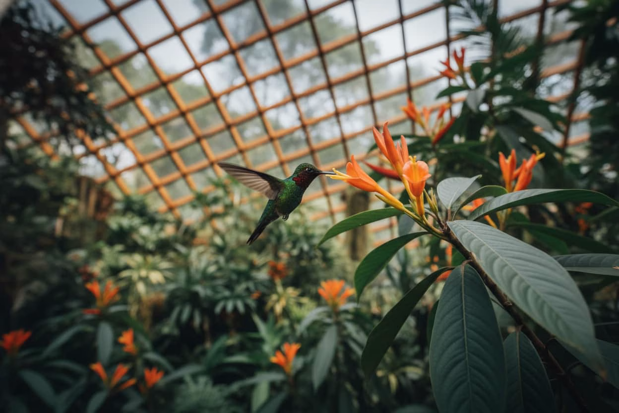colibrí en una flor jardín botánico de medellín antioquia colombia
