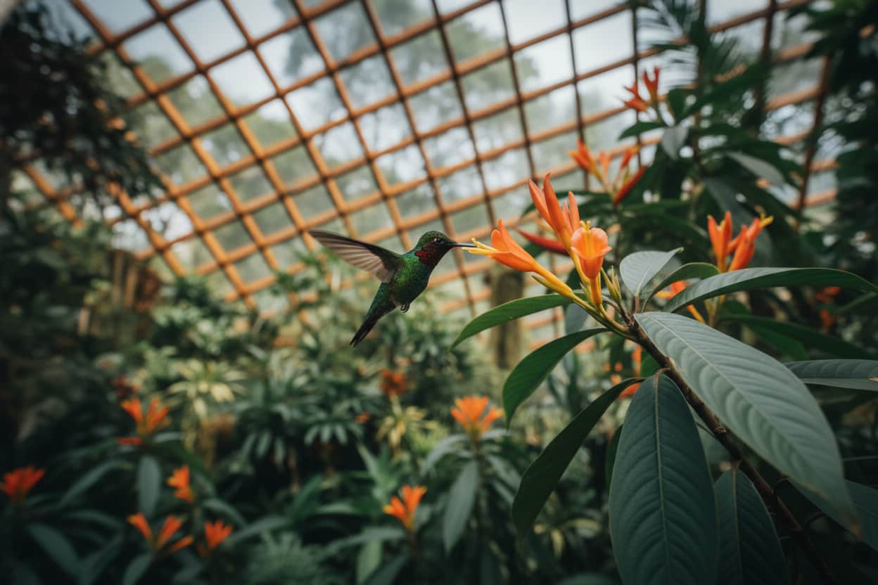 colibrí en una flor jardín botánico de medellín antioquia colombia
