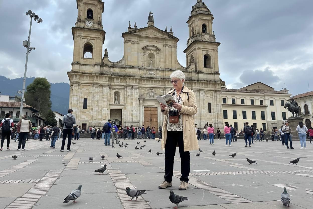 plaza de bolivar noon tourist bogota colombia