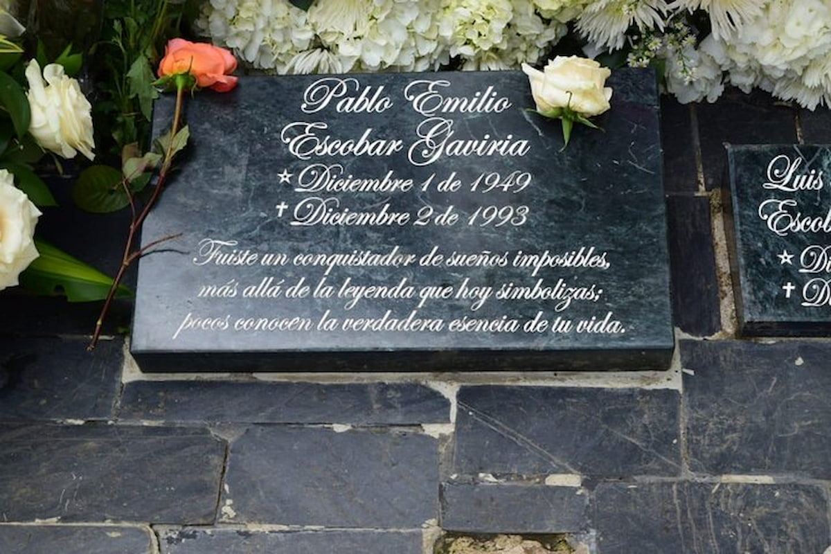 Grave of Pablo Escobar at a cemetery in Medellín, Colombia.