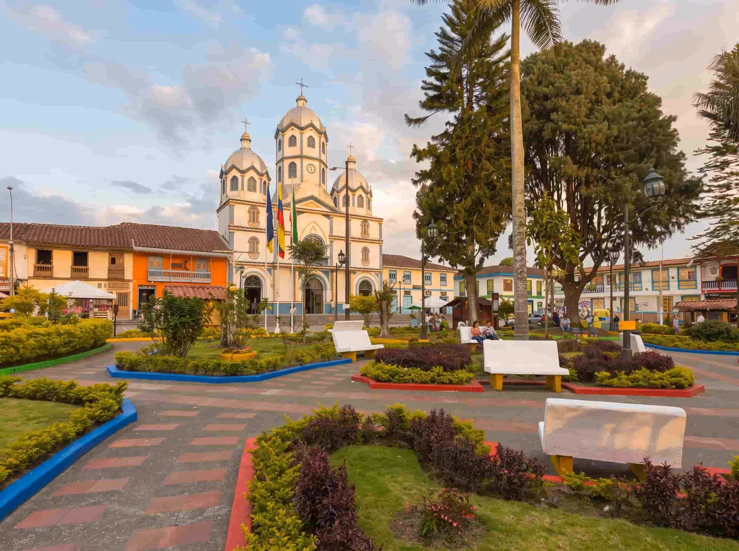 main square of filandia in the coffee region colombia