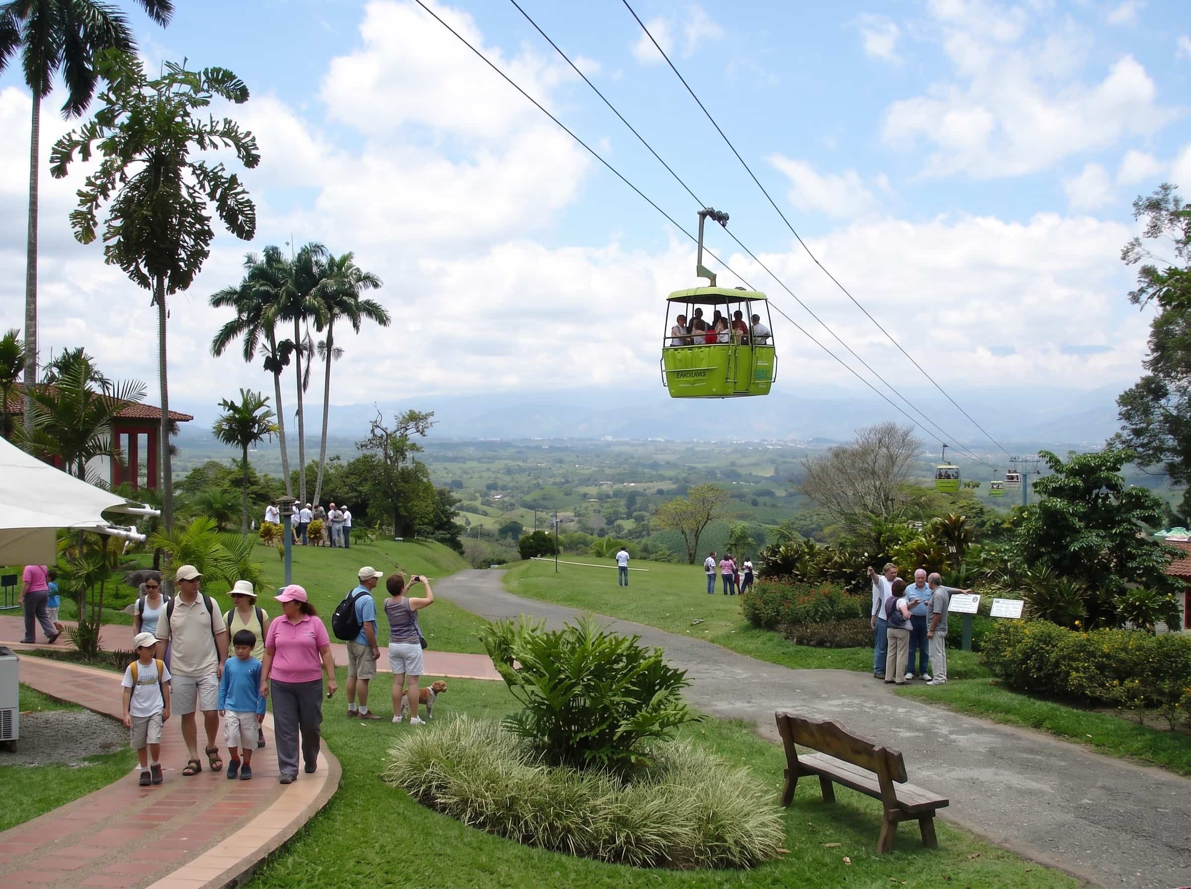 cable car ride over parque del cafe grounds coffee region colombia