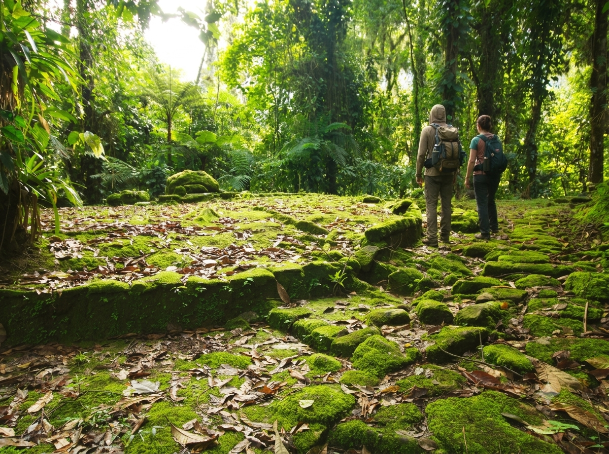Moss-covered stone terraces of Ciudad Perdida in the Sierra Nevada