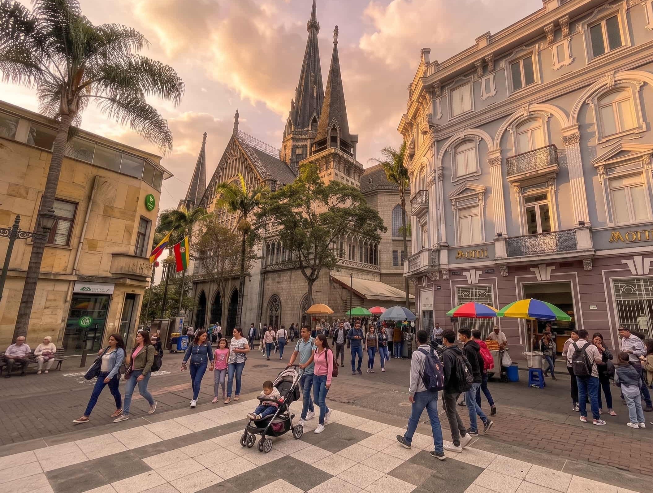 Cathedral and main square in the historic centre of Manizales