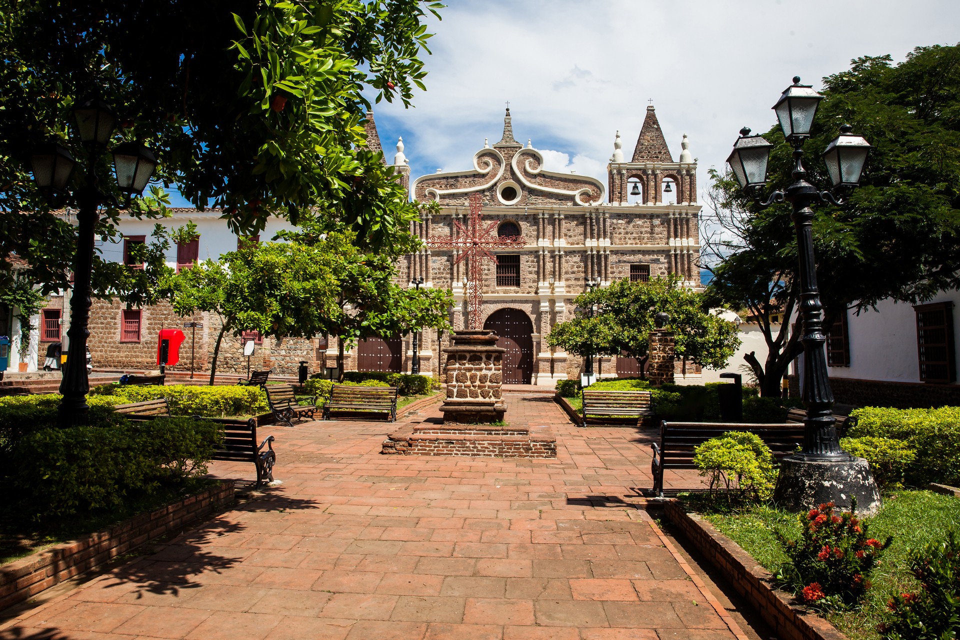 Colonial church and plaza view on a Tour Santa Fe de Antioquia, Colombia